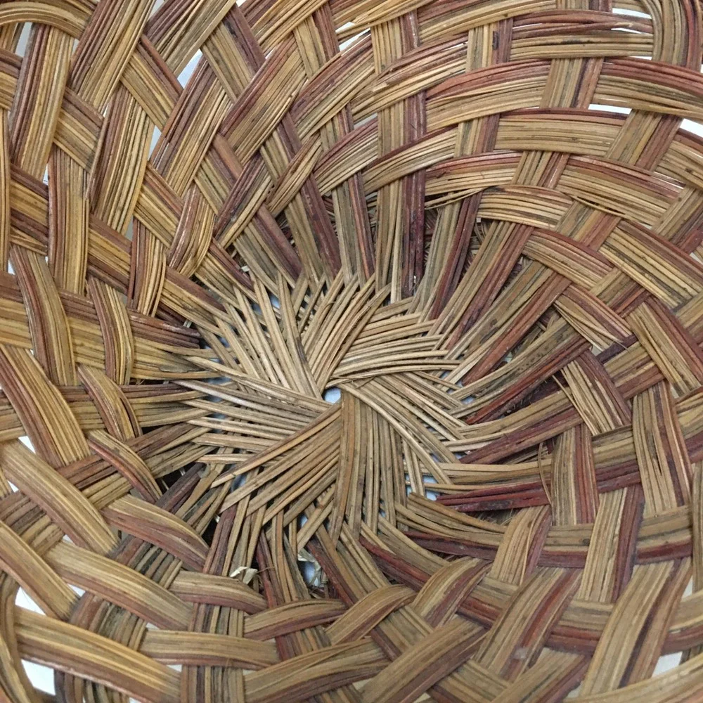 Woven Wicker Basket Brown Handcrafted Philippines Bohemian Lattice Gathering